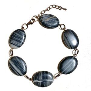 2/$20, Dark Banded Agate Boho Bracelet, Large Genuine Gemstone + Copper Links